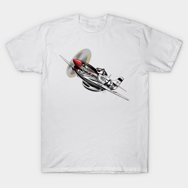 P-51 Mustang WWII Warbird Cartoon T-Shirt by hobrath